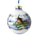 Heinen kerstbal - Met landschap - Gekleurd