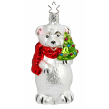 Inge Glas kerstornament - IJsbeer met kerstboom en sjaal