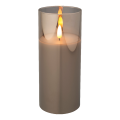Glazen LED kaars - Rookglas - Wit - 17,5cm