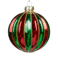 Goodwill kerstbal - Met strepen - Rood en groen