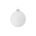 Glazen kerstbal - Met horizontale lijnen - Mat wit - 8cm