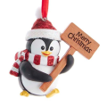 Kurt Adler kerstornament - Pinguïn met bord