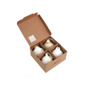 Only Natural pulp kerstballen - Set van 4 - Wit en goud