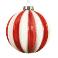Glazen kerstbal - Met rode en witte strepen