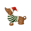 Decoris kerstfiguur - Teckel met kerstmuts