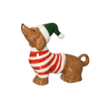 Decoris kerstfiguur - Teckel met kerstmuts