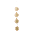 Houten kersthanger - Pegel van vier houtschijven - Met gouden glitter kerstboom - 45cm