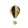 Kerstornament - Satijnen luchtballon - Groen met gouden mand - 13cm